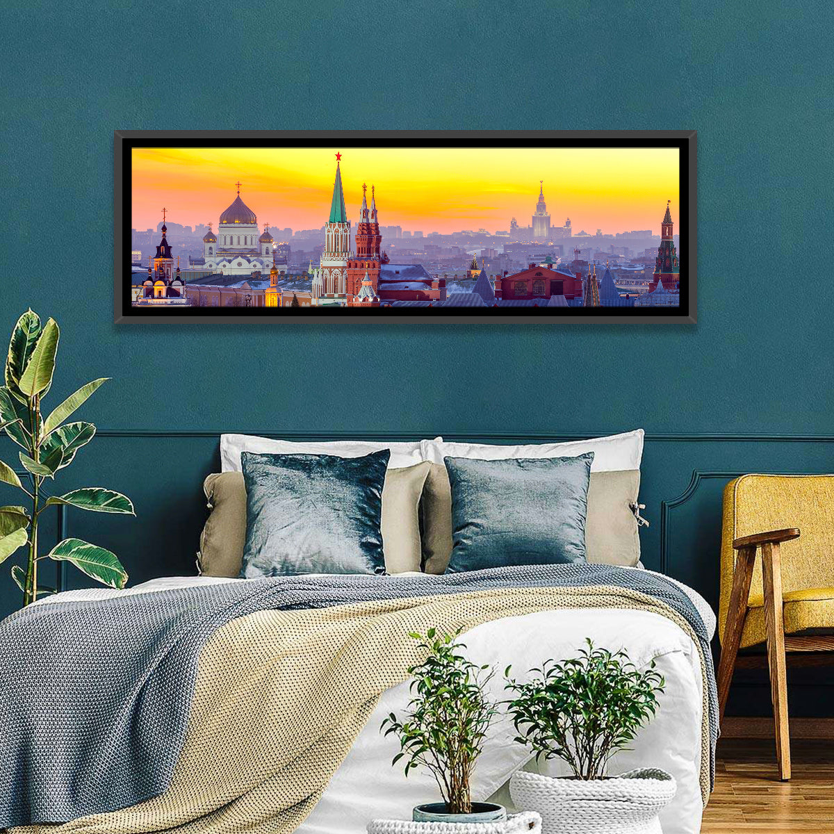 Moscow Kremlin at Golden Hour Wall Art in a room, panoramic