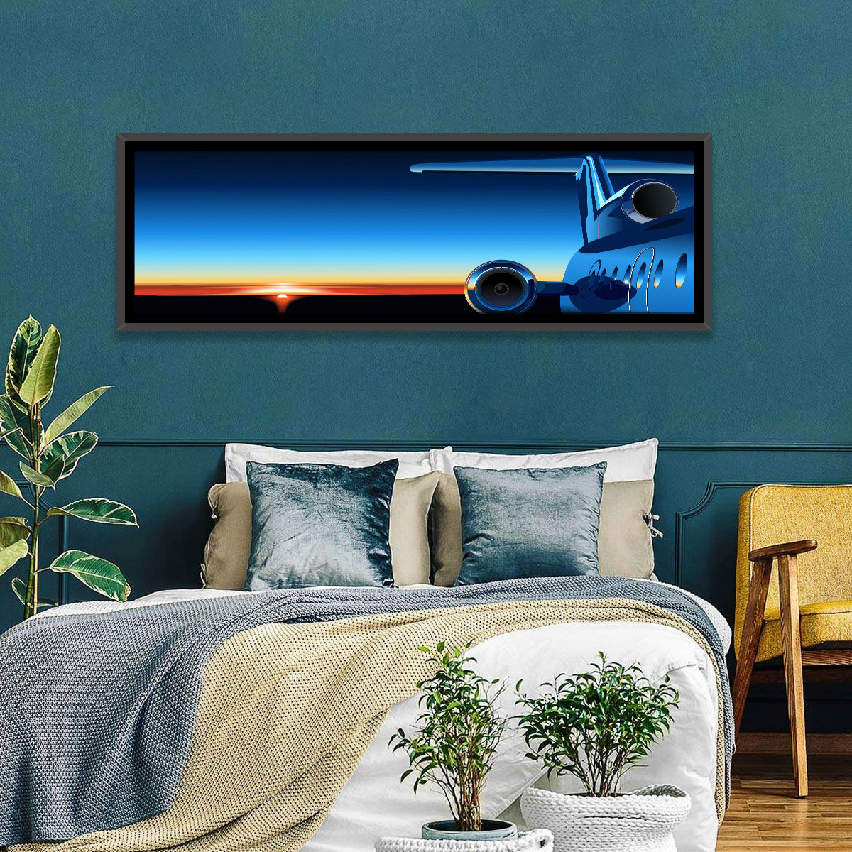 Airplane Sunrise Wall Art