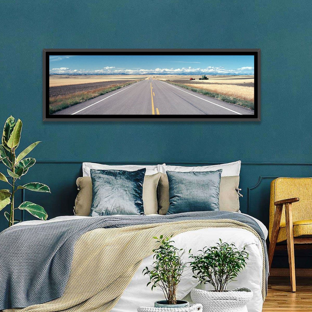 Infinite Road, Montana Wall Art in a room, panoramic