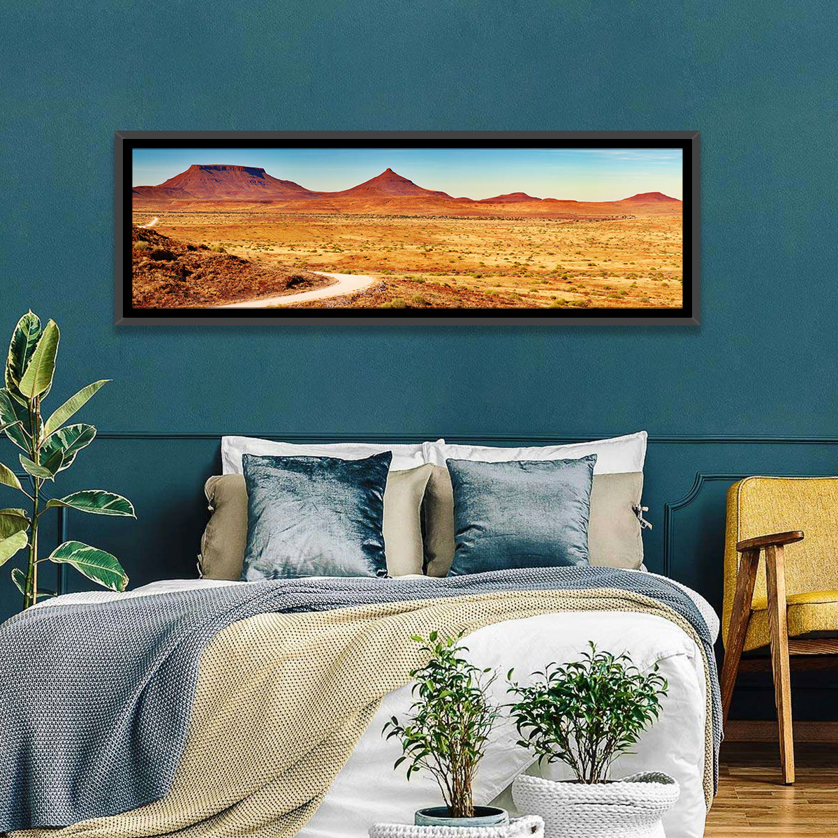 Damaraland Desert Landscape Wall Art in a room, panoramic