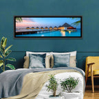 Overwater Bungalows at Twilight Wall Art
