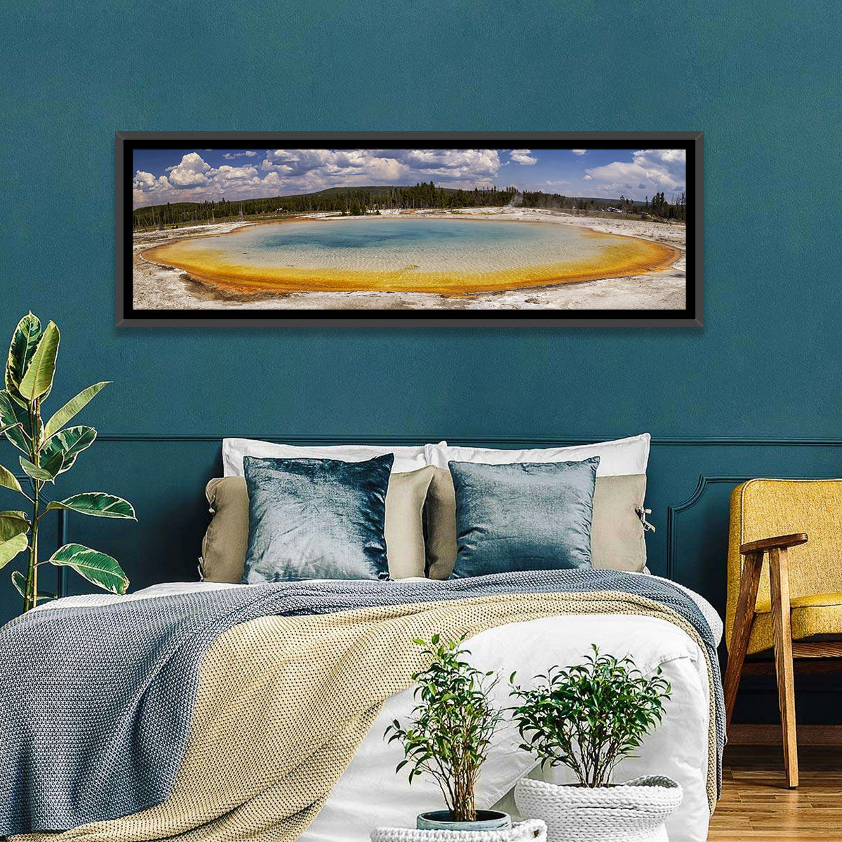 Black Sand Basin, Yellowstone Wall Art in a room, panoramic