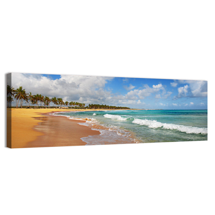 Palm Lined Tropical Coast Wall Art as a canvas print