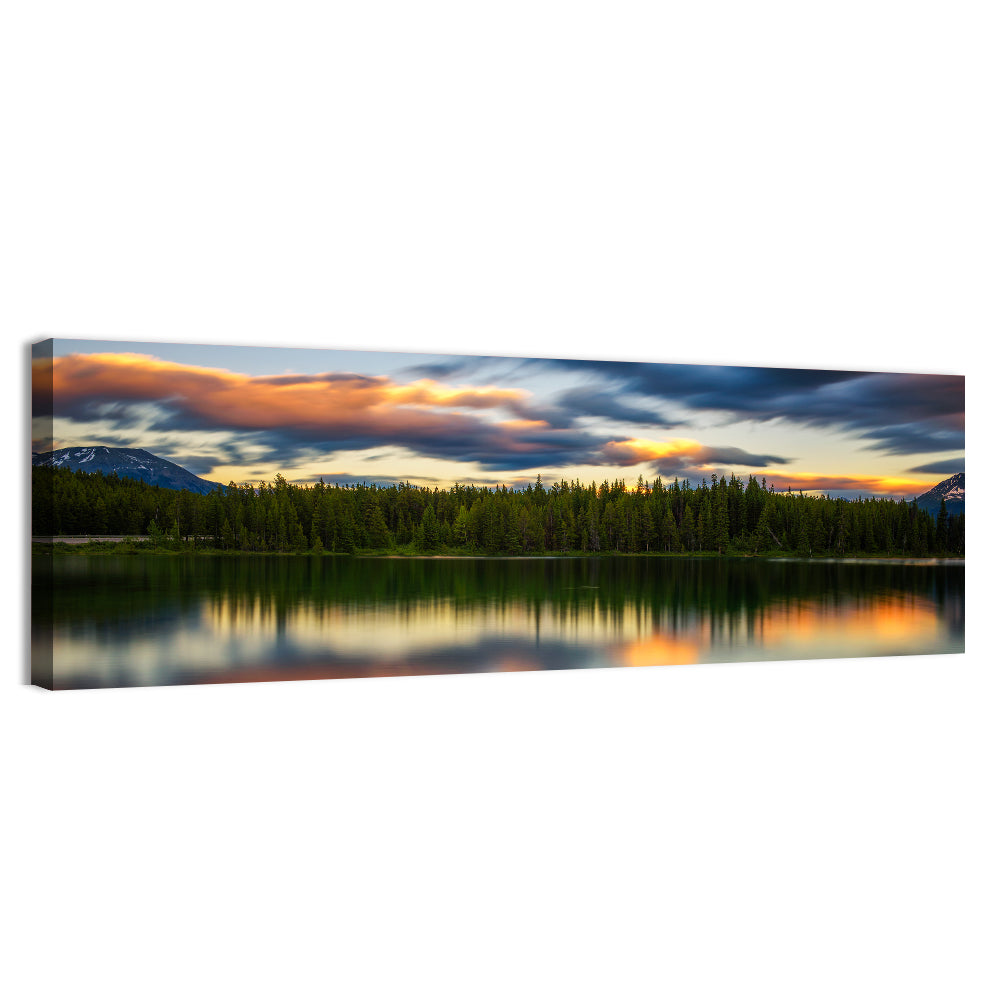 Herbert Lake Sunset Reflection Wall Art, canvas print, panoramic