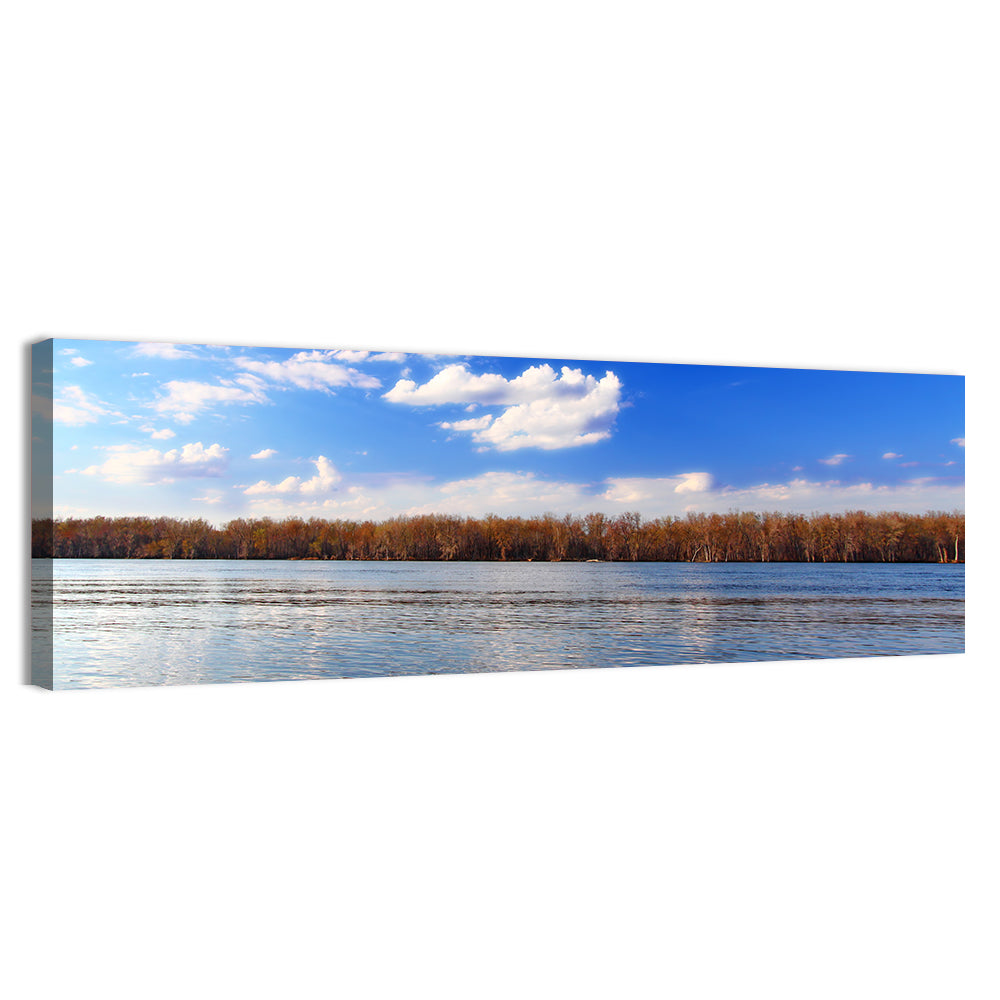 Andalusia Slough Autumn River Wall Art, canvas print, panoramic