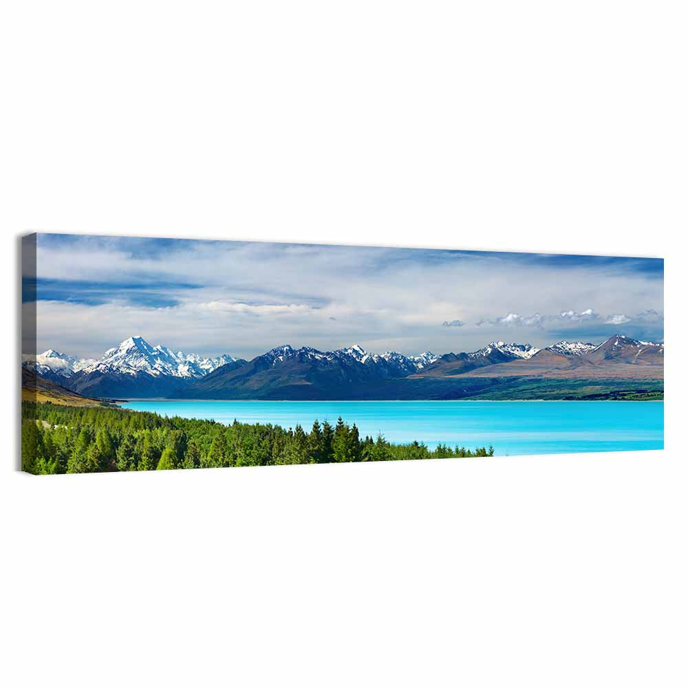 Mount Cook Over Lake Pukaki Wall Art, canvas print, panoramic