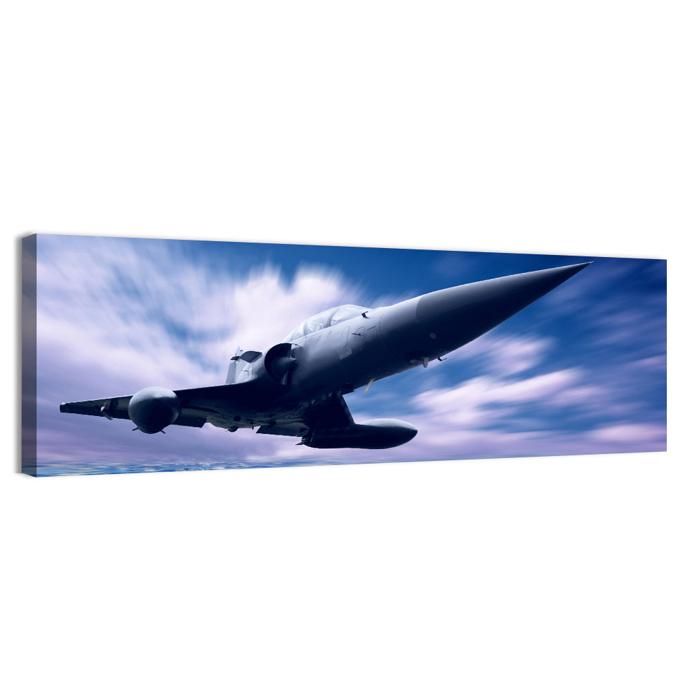 Fighter Jet Ascending Over Clouds Wall Art