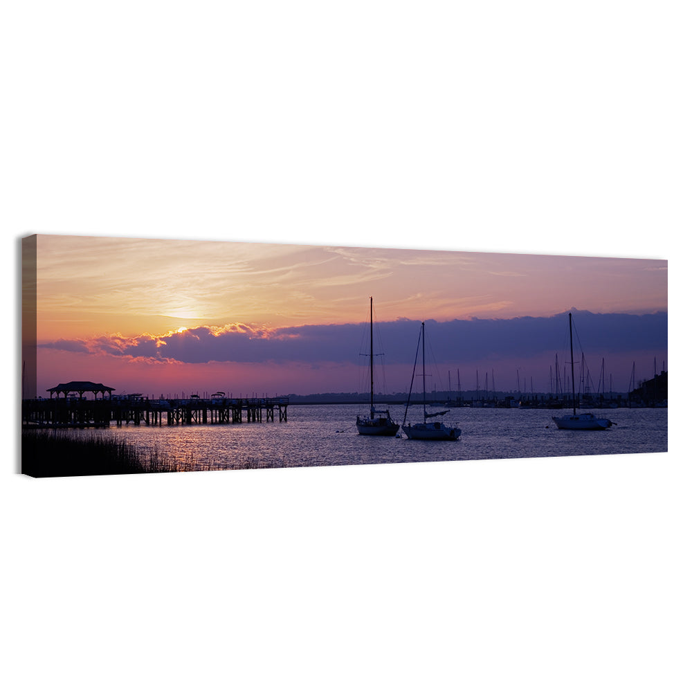 South Carolina Coastal Harbor Wall Art, canvas print, panoramic
