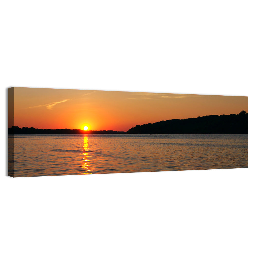 Mississippi River Sunset Wall Art, canvas print, panoramic