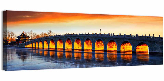 Seventeen-arch Bridge at Golden Hour Wall Art as a canvas print