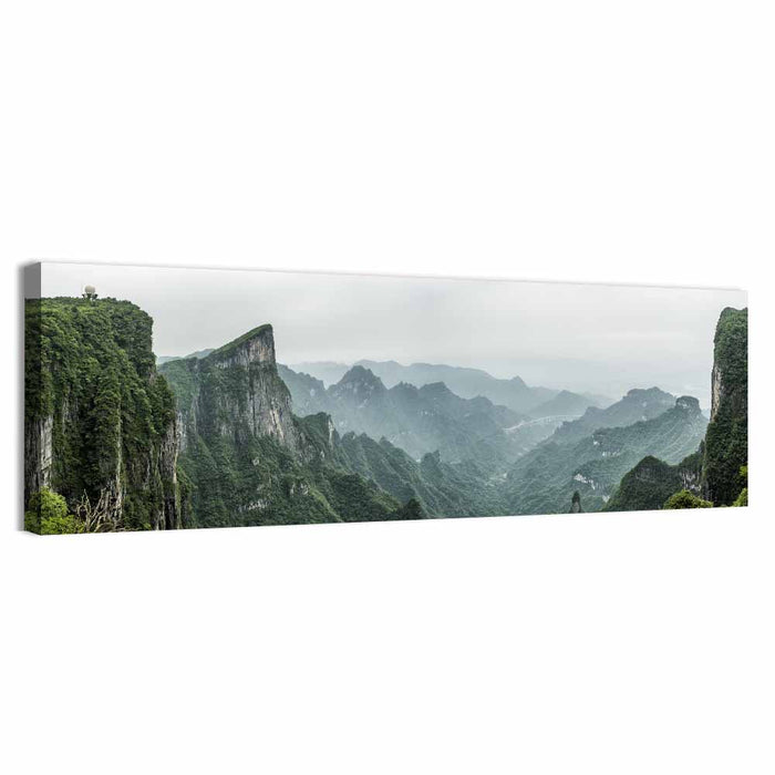Misty Tianmen Mountain Valley Wall Art as a canvas print