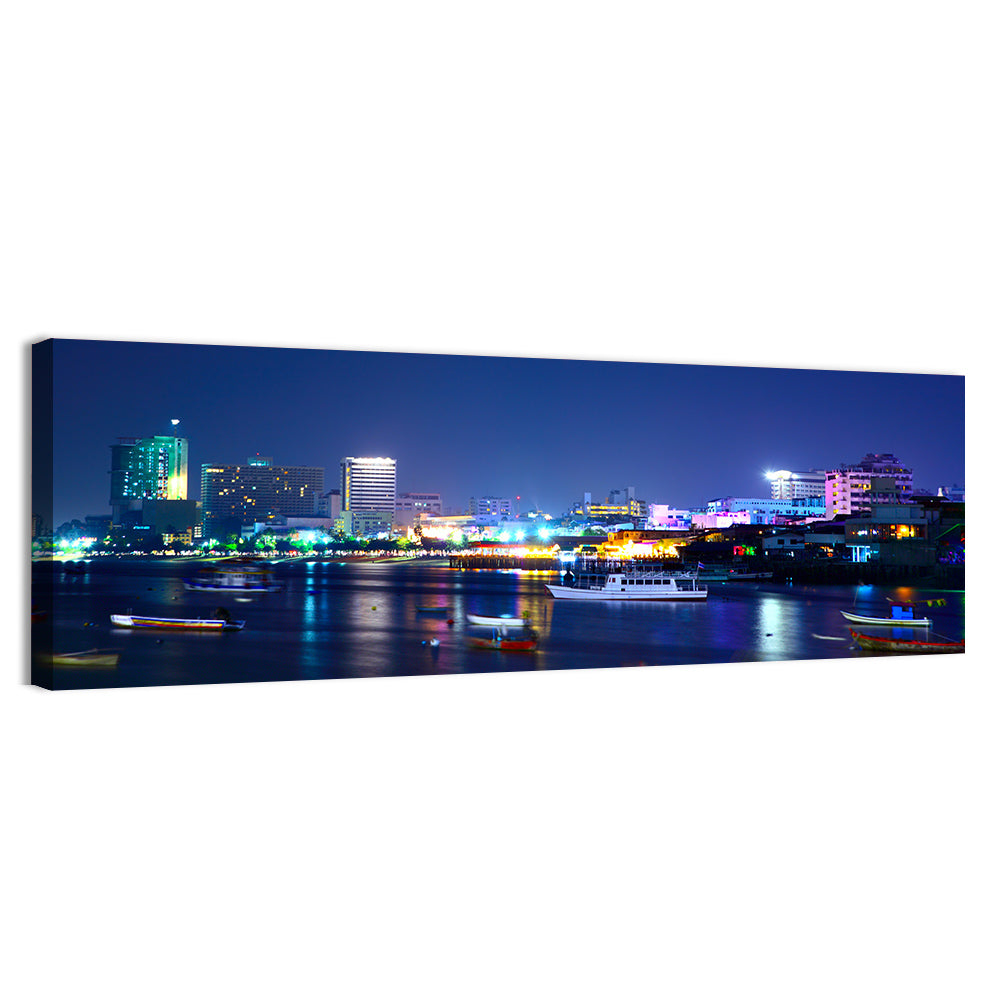 Pattaya Bay Night Skyline Wall Art