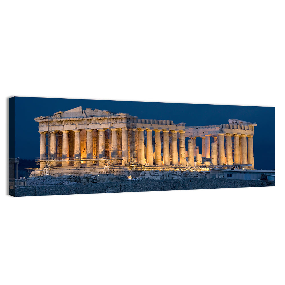 Illuminated Parthenon at Night Wall Art