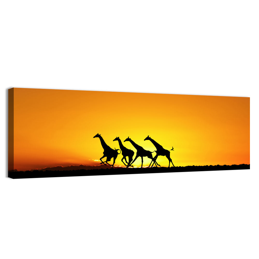 Savanna Giraffes at Sunset Wall Art
