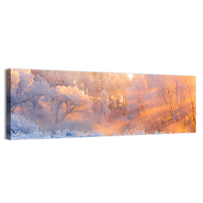 Sunlit Winter Forest Wall Art as a canvas print