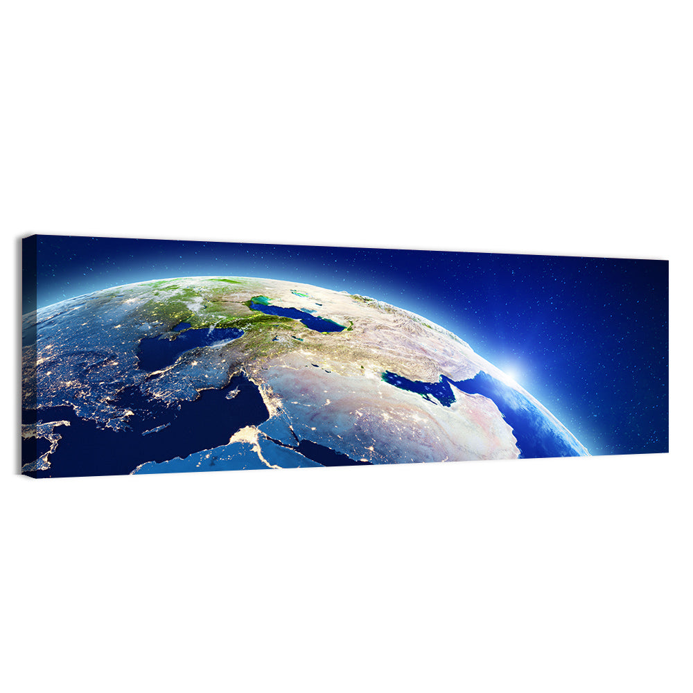 Middle East from Orbit Wall Art, canvas print, panoramic