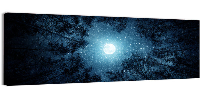Full Moon Over Forest Wall Art as a canvas print