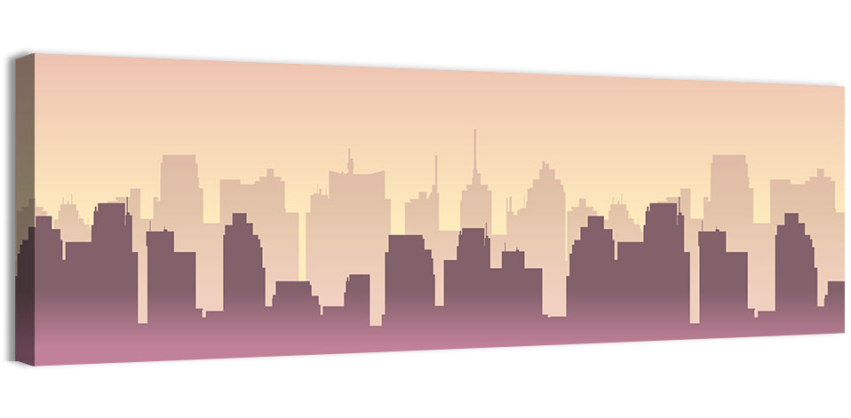 Silhouetted City Skyline Wall Art, canvas print, panoramic