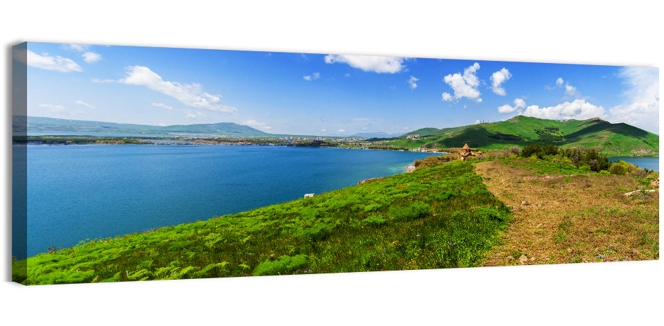 Sevanavank Monastery Above Lake Sevan Wall Art, canvas print, panoramic