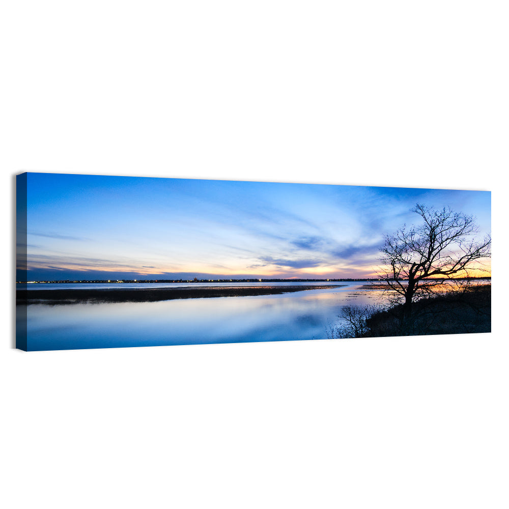 Lake Bemidji Twilight Wall Art, canvas print, panoramic