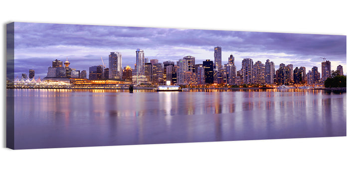 Vancouver Skyline at Twilight Wall Art as a canvas print
