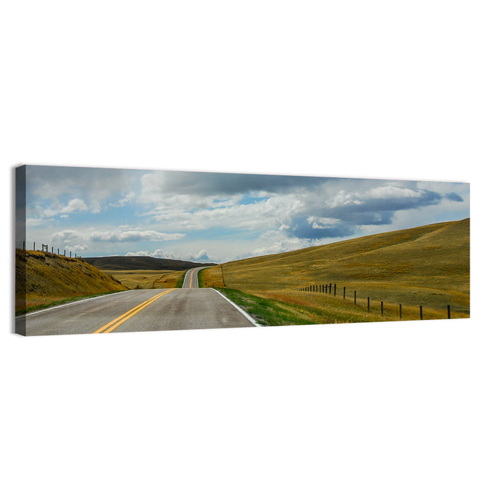 Montana Road Through Golden Hills Wall Art as a canvas print