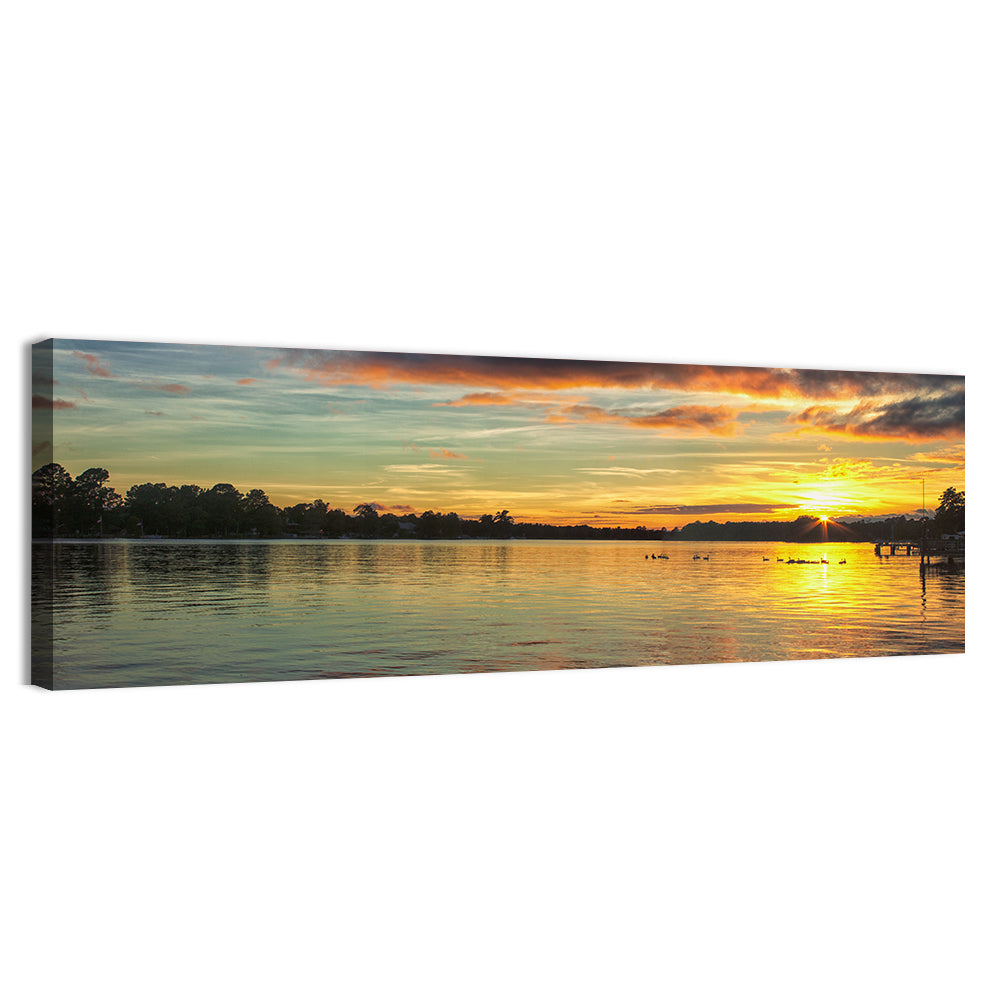 Lake Marion Golden Sunset Wall Art, canvas print, panoramic