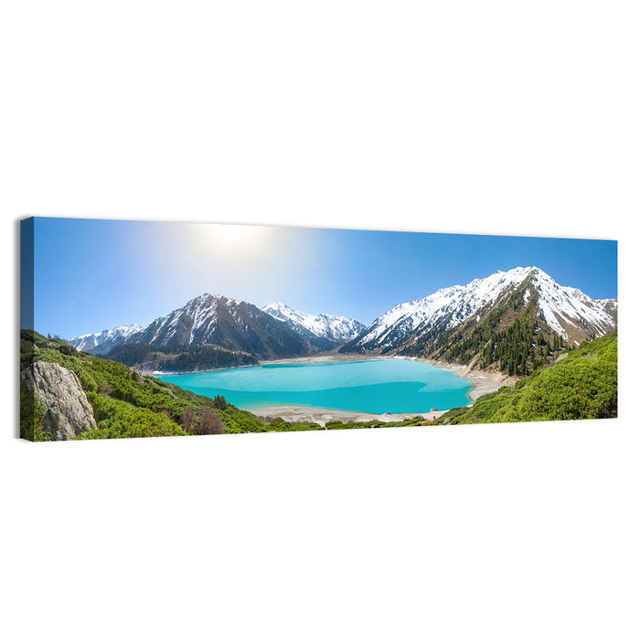 Big Almaty Lake Vista Wall Art as a canvas print