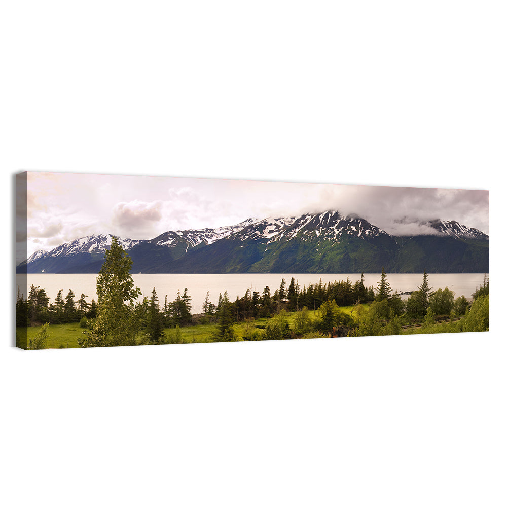 Alaska Mountain Lake View Wall Art, canvas print, panoramic
