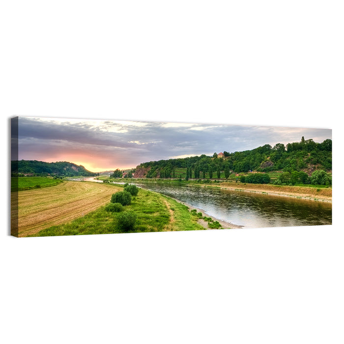 Elbe River at Golden Hour Wall Art as a canvas print