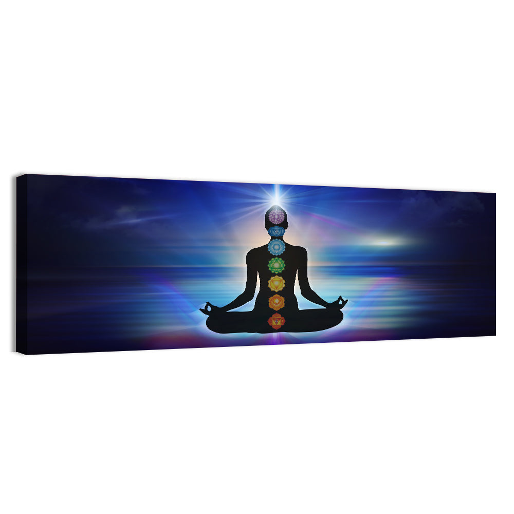 Lotus Pose with Chakra Symbols Wall Art