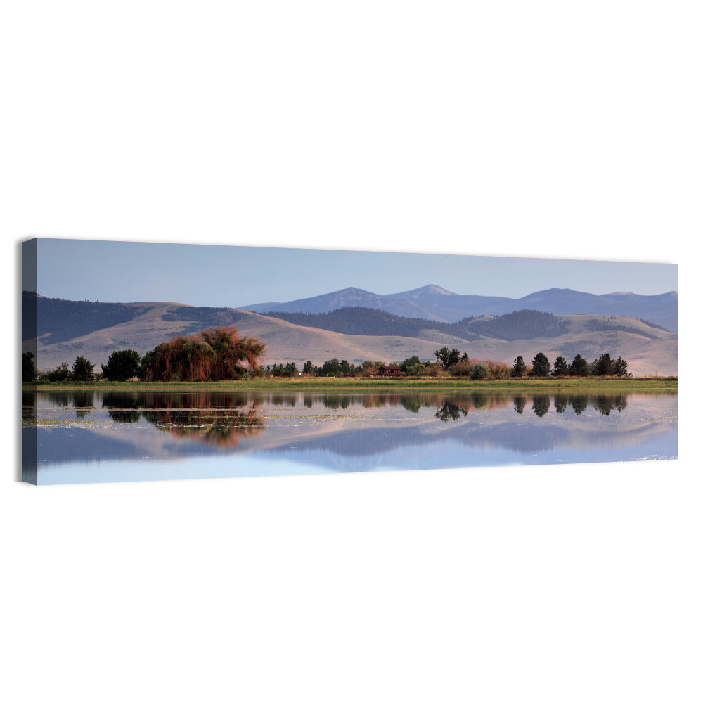 Mission Valley Lake Reflection Wall Art, canvas print, panoramic