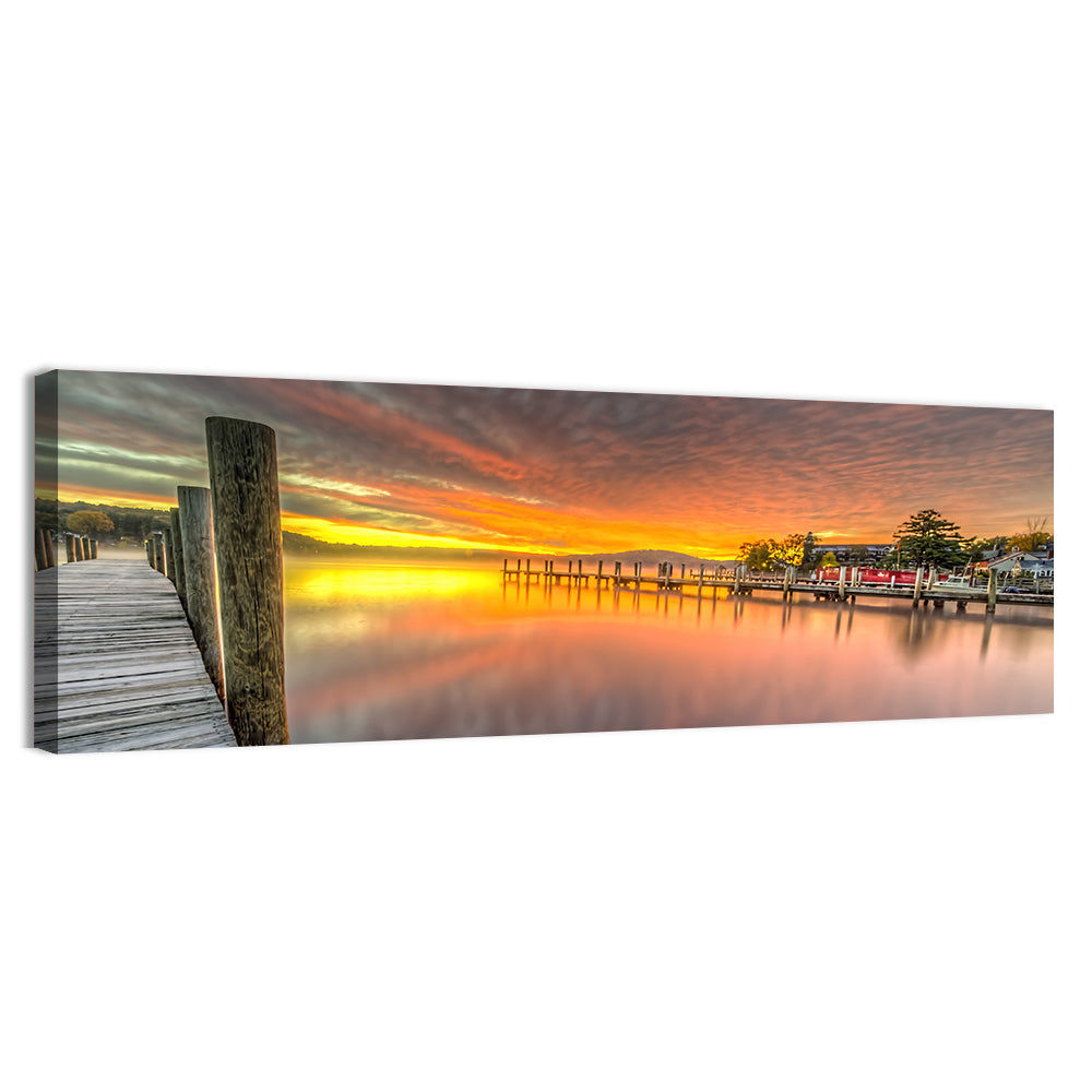 Meredith Bay Pier at Sunrise Wall Art, canvas print, panoramic