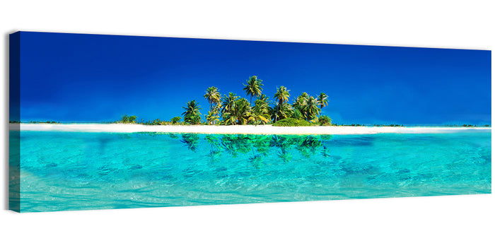 Tranquil Split-level Tropical Island Seascape Wall Art as a canvas print