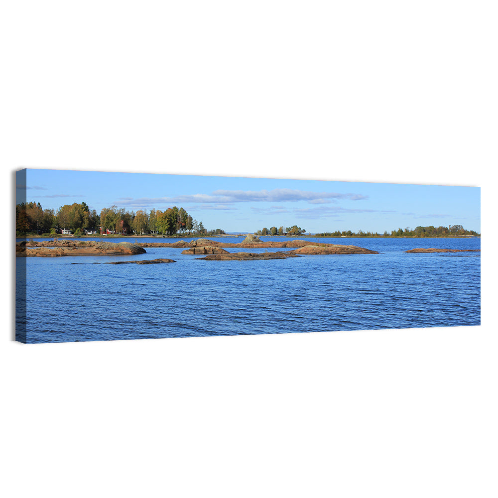 Lake Vanern Rocky Shoreline Wall Art, canvas print, panoramic