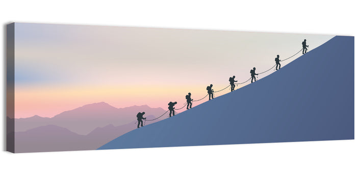 Eight Mountaineers at Dawn Wall Art as a canvas print