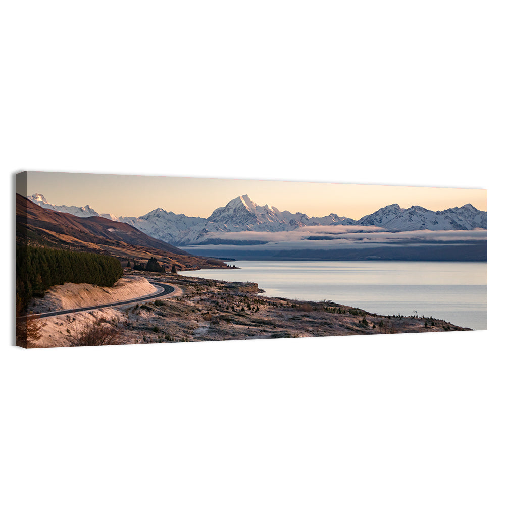 Mount Cook Over Lake Pukaki Wall Art, canvas print, panoramic