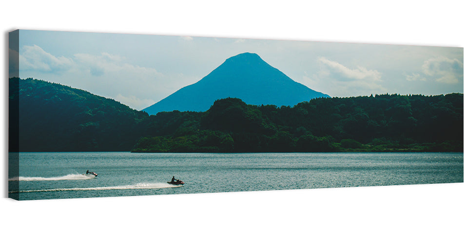 Kaimon Dake Over Lake Ikeda Wall Art, canvas print, panoramic