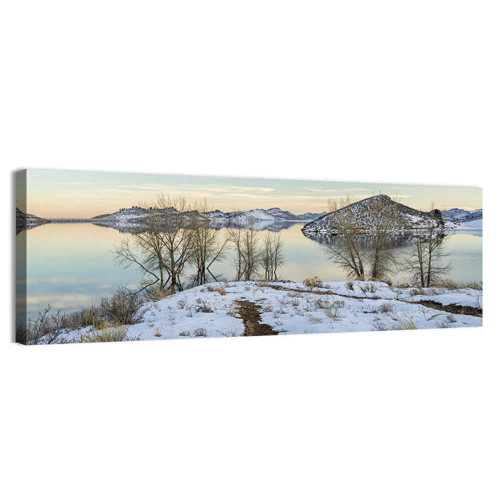Horsetooth Reservoir Frozen Reflection Wall Art
