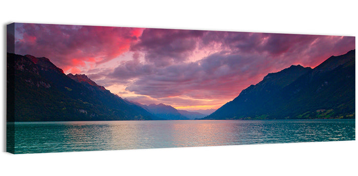 Lake Brienz Teal Sunset Wall Art as a canvas print