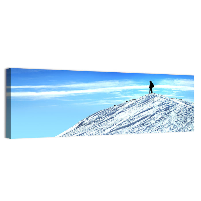 Mountaineer Summit Silhouette Wall Art as a canvas print