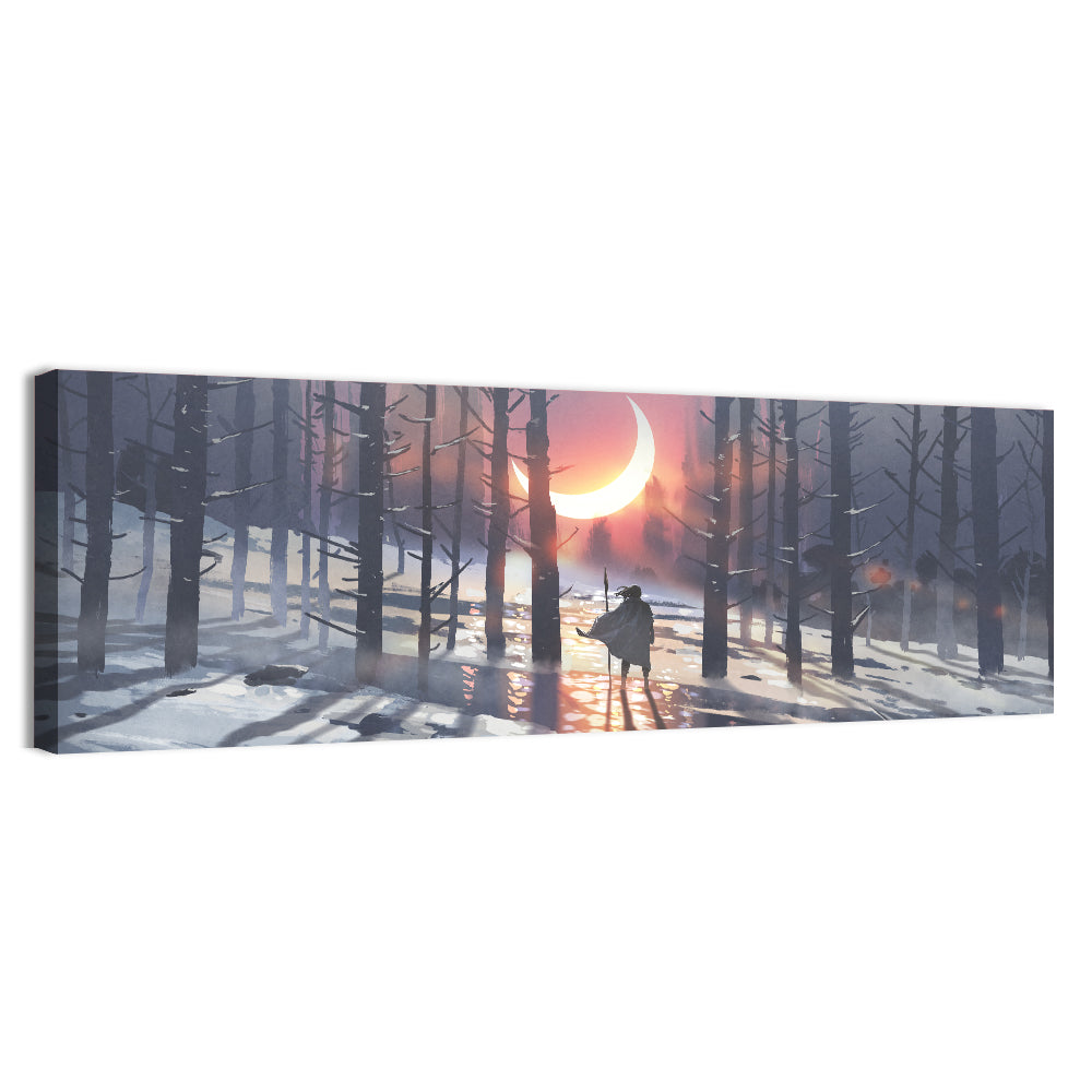 Lone Traveler in Winter Forest Wall Art