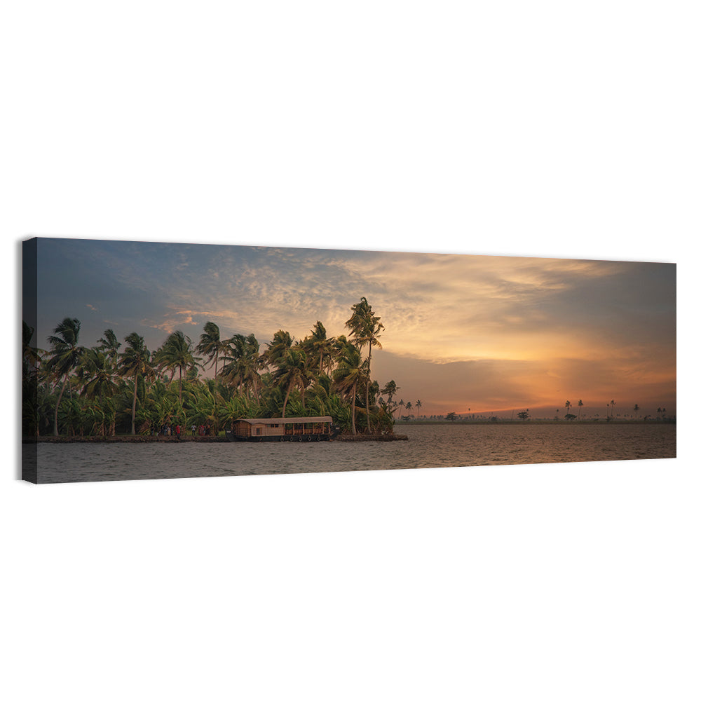 Vembanad Lake Sunset Wall Art, canvas print, panoramic