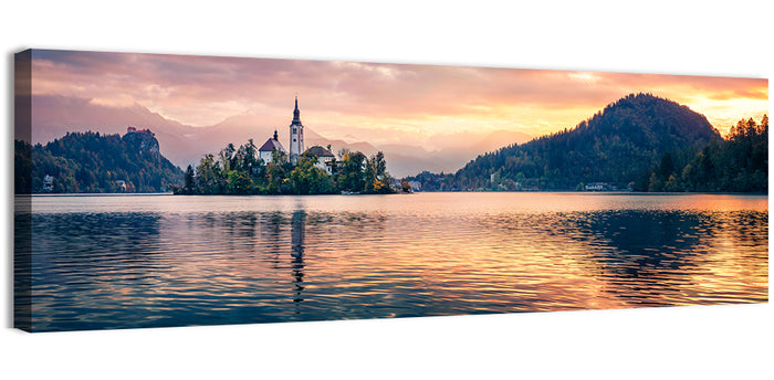 Golden Hour at Bled Island Wall Art as a canvas print