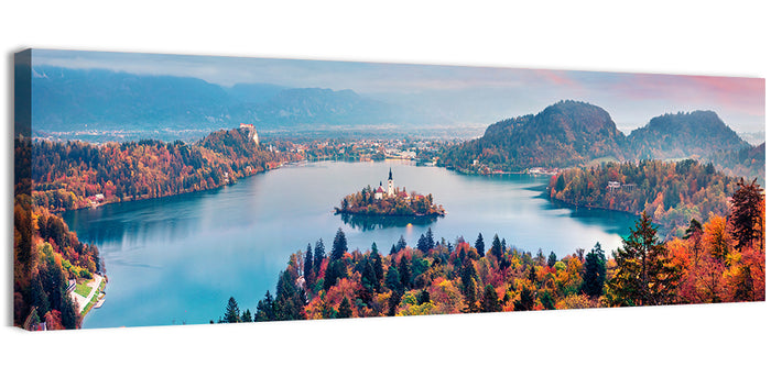 Sunset Over Lake Bled Wall Art as a canvas print