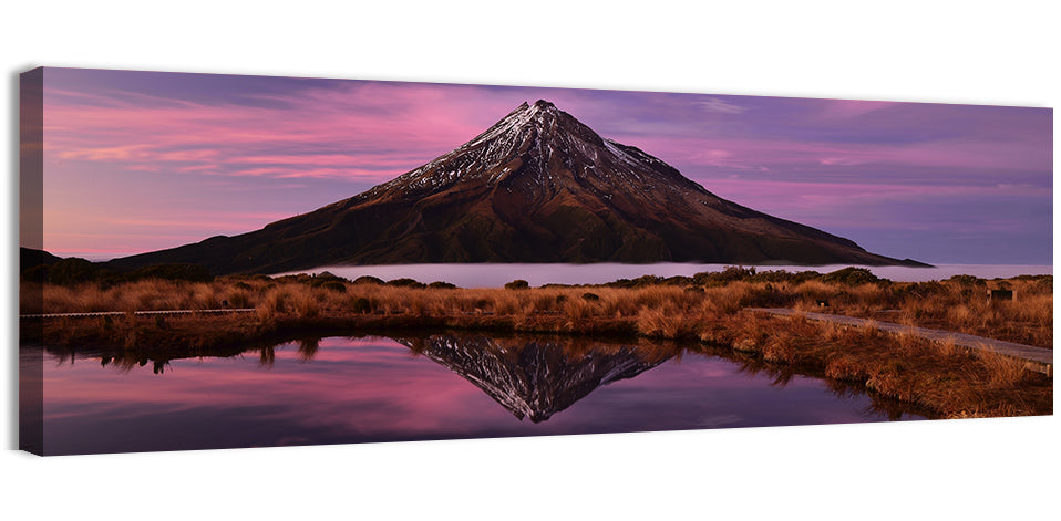 Mount Taranaki Reflection Wall Art, canvas print, panoramic