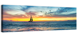 Ocean Sunset & Sailboat Wall Art