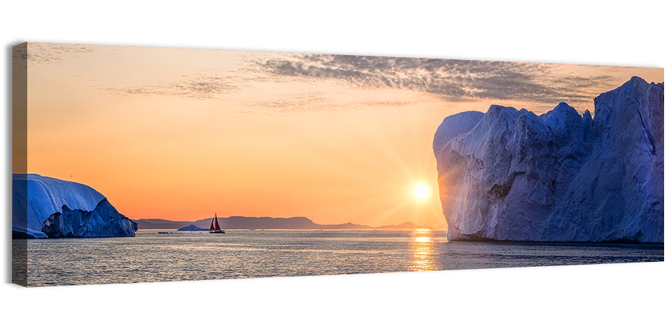Ilulissat Glacier Sunset Wall Art, canvas print, panoramic