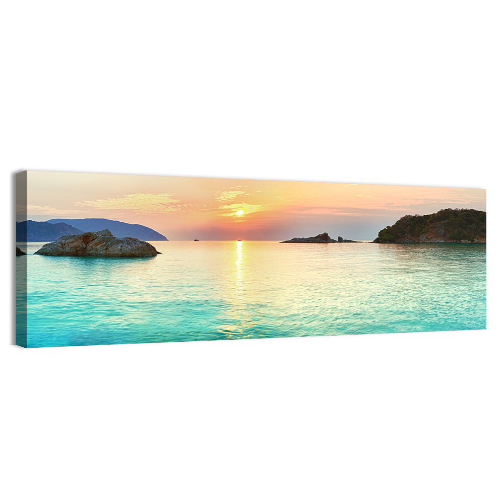 Con Dao Sunrise Over Turquoise Sea Wall Art, canvas print, panoramic