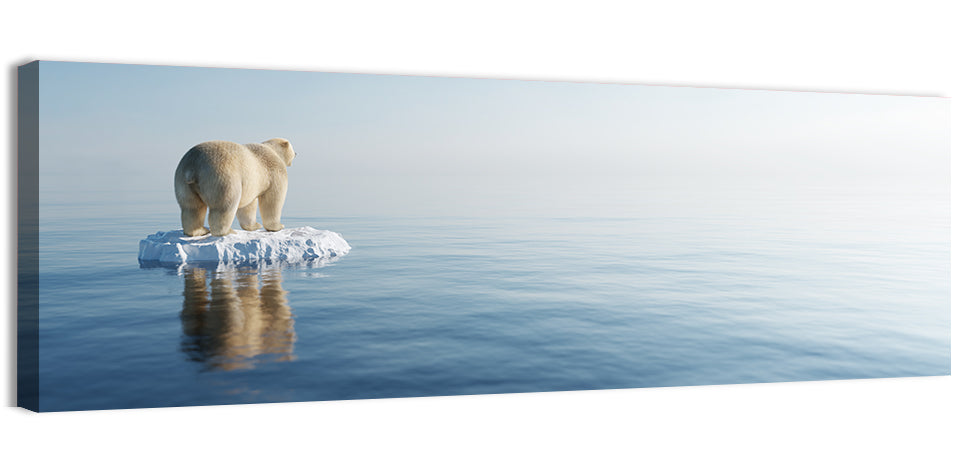 Lone Polar Bear on Ice Floe Wall Art